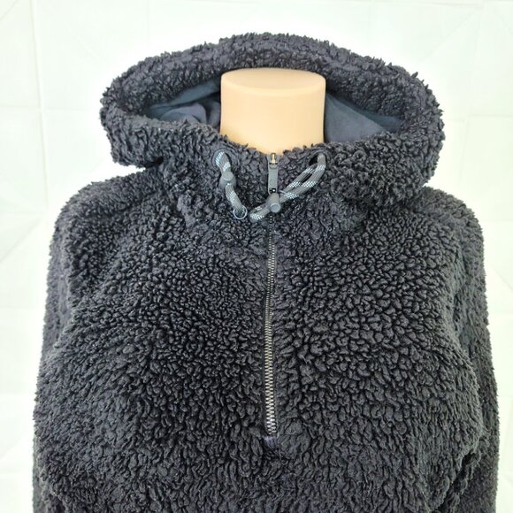 Lululemon Women's Black Textured Fleece 1/2 Zip Teddy Pullover Hoodie Size 6 - Picture 3 of 9